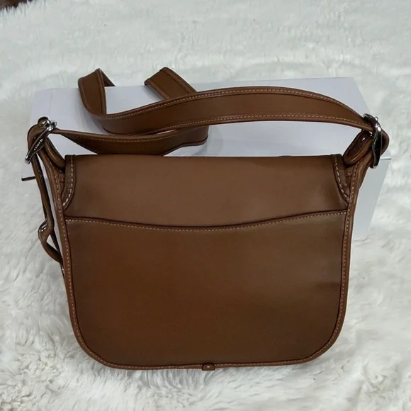 COACH Butterfly Embellished Brown Leather Crossbody Bag - Picture 6 of 17